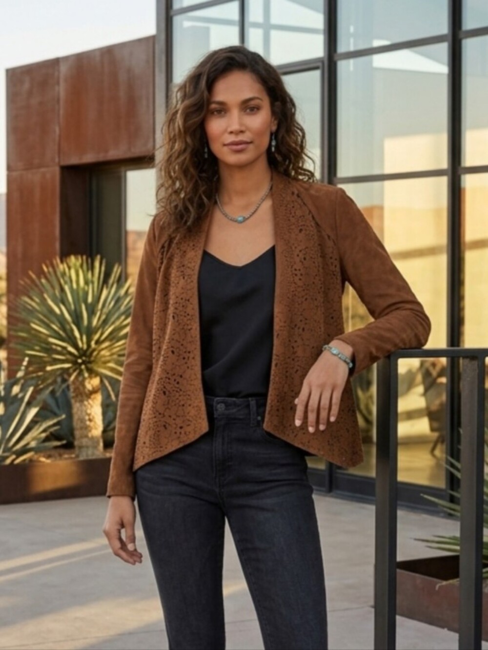 Chi By Carlos Falchi Suede Jacket Size XL